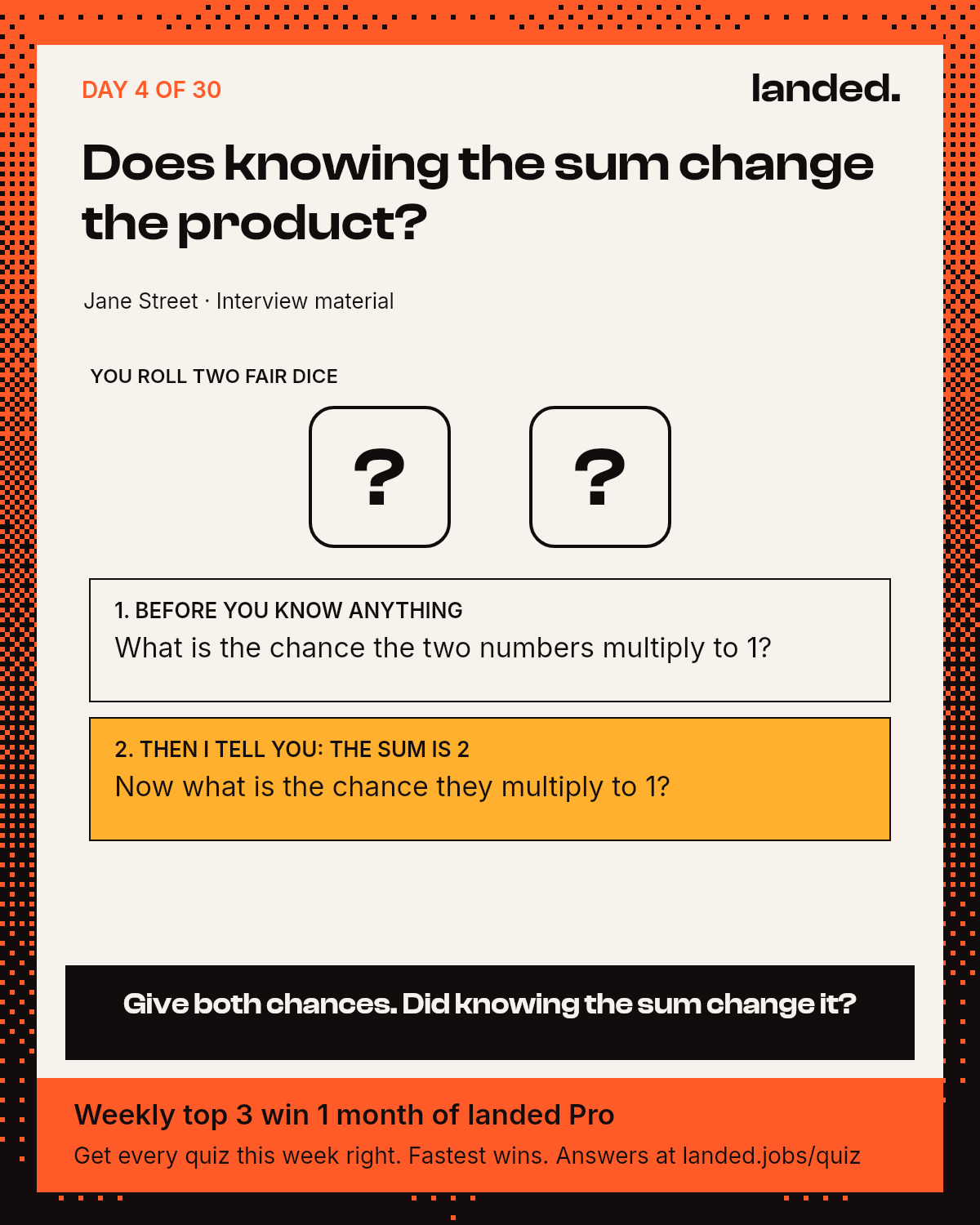 Quiz: Does knowing the sum change the product?