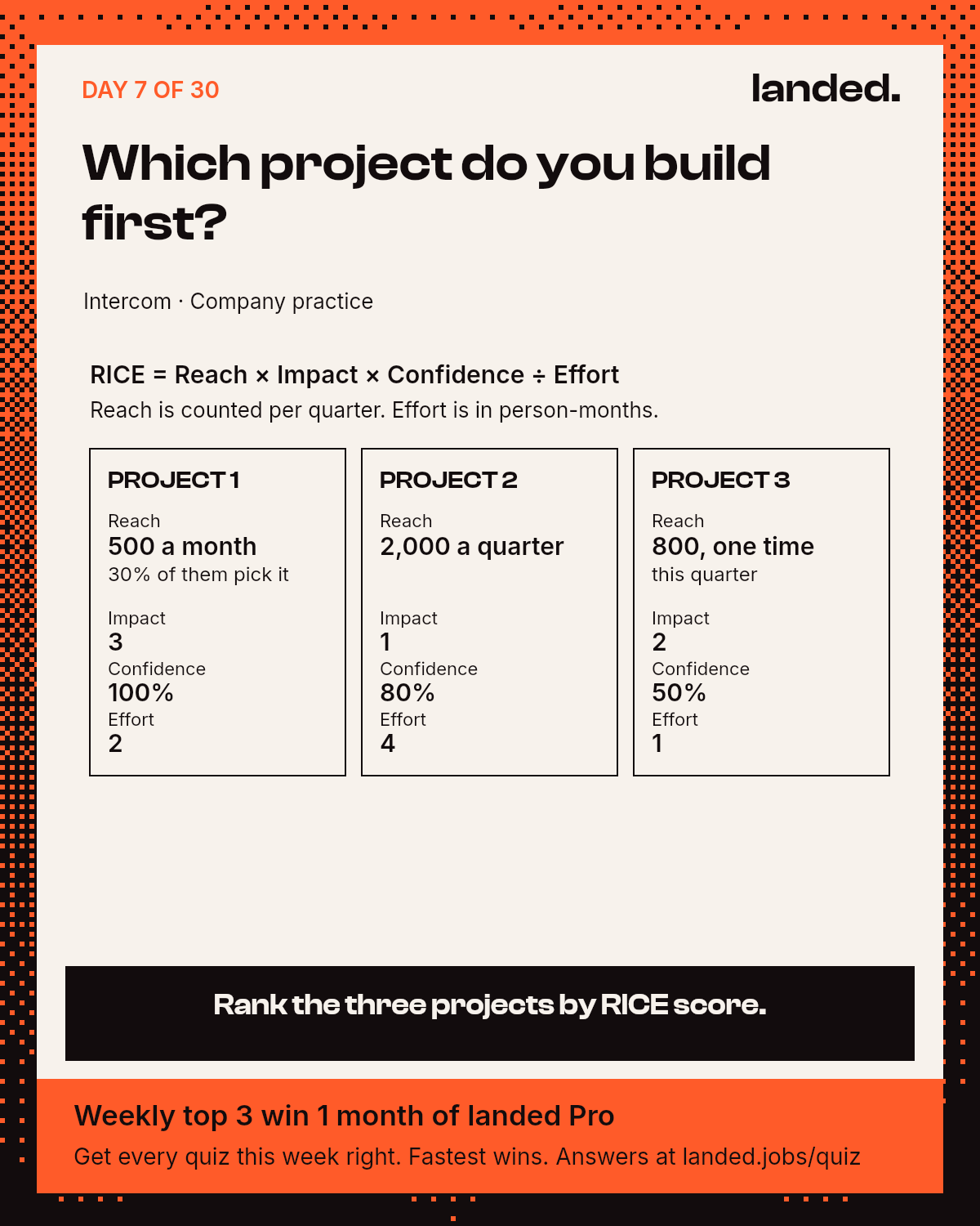 Quiz: Which project do you build first?