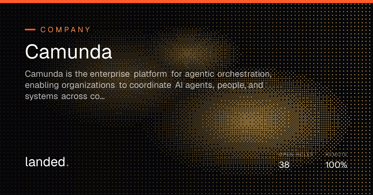 Camunda careers: 37 open roles, 100% remote, pay from $50k