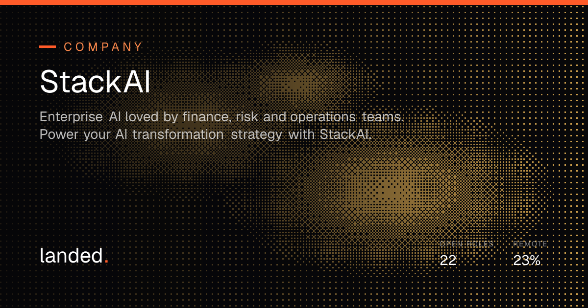StackAI careers: 21 open roles, 24% remote, pay from $94k